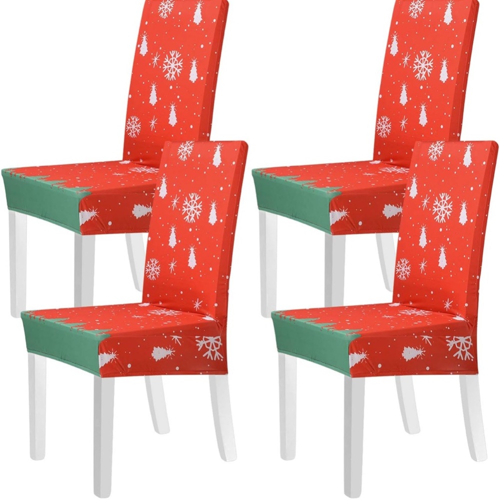 8 Christmas Chair Covers Decoration - Classic Stretch washable.
